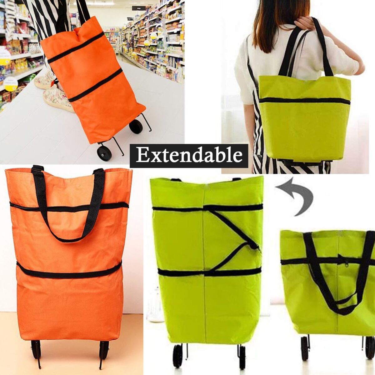 Folding Cart Bags Trolley Shopping Bag For Travel Luggage - Image 10