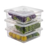 Plastic Food Storage Containers with Removable Drain Tray and Lid (3 Pcs Set) - Image 5