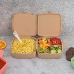 Double-Layer Square Lunch Box with  Spoon , 4 Compartment Tiffin & Push Lock , Plastic Tiffin Box for Travelling, School Kids & Office Exclusive, Home - Image 7