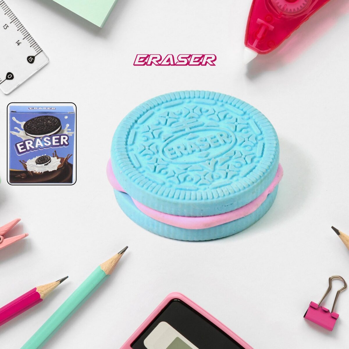 Biscuit Shape Eraser Unique Designs & Patterns (1 Pc) - Image 1
