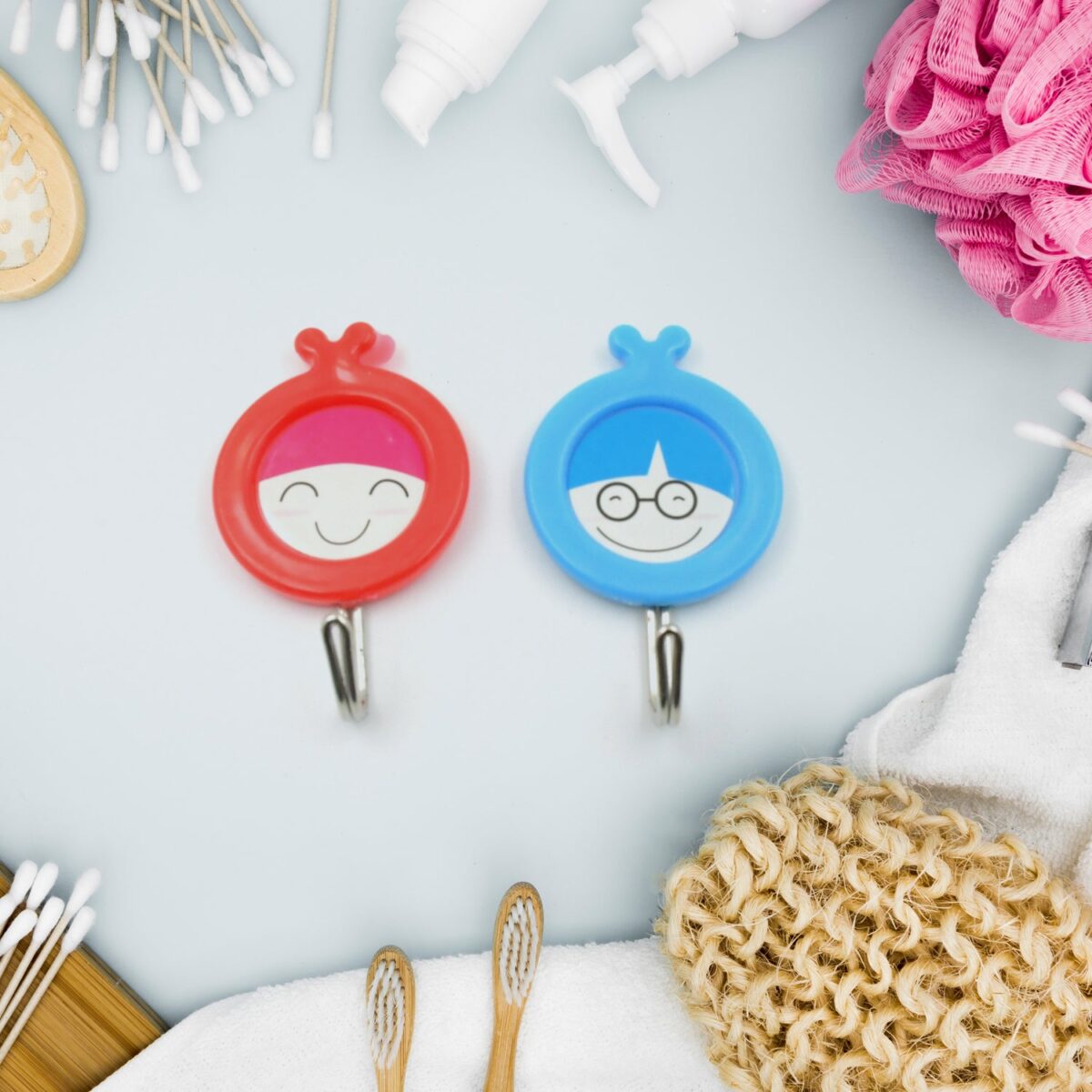 Multipurpose Self-Adhesive Hooks (2 Pc): Heavy Duty, Waterproof, Bathroom, Kitchen - Image 1