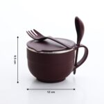 Noodles & Soup Bowl with Spoon and fork Handle Spoon Holder, Stainless Steel Bowl and Spoon Set, Stainless Steel Storage - Image 5