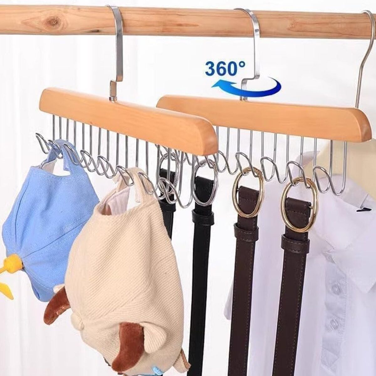 Space Saving 8 Hooks Wooden Hangers (1 Pc) - Image 8