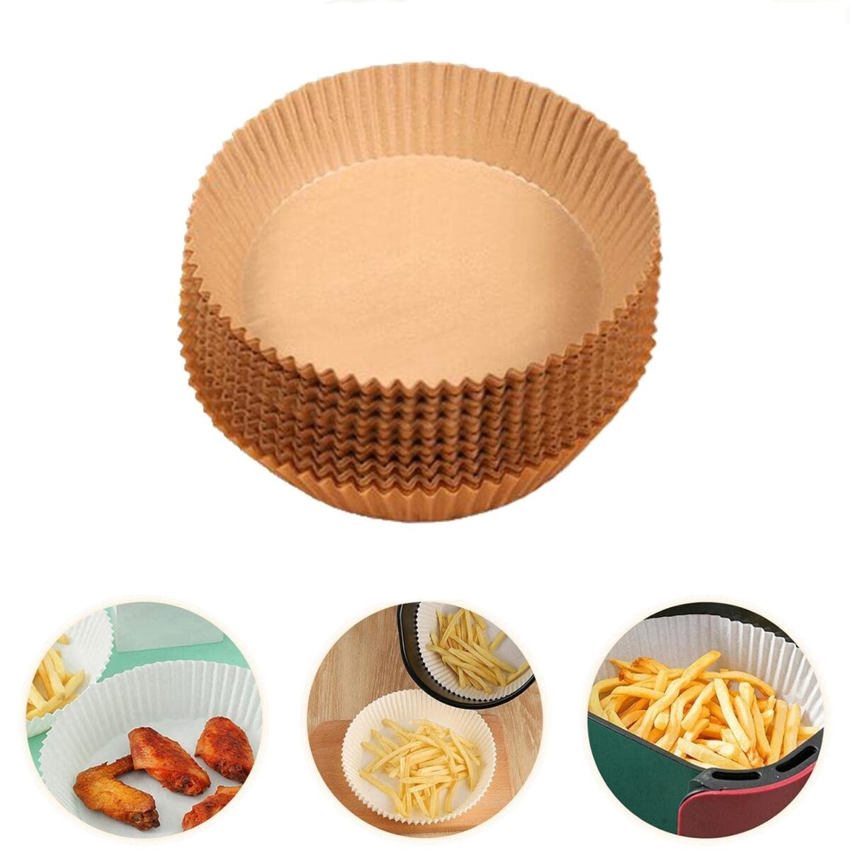 Round Air Fryer Disposable Paper Liner  (50 Pcs Set / 160mmx45mm) - Image 4