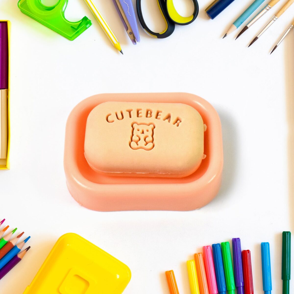 Cute Soap Shaped Erasers With Plastic Case (1 Pc / With Case) - Image 1