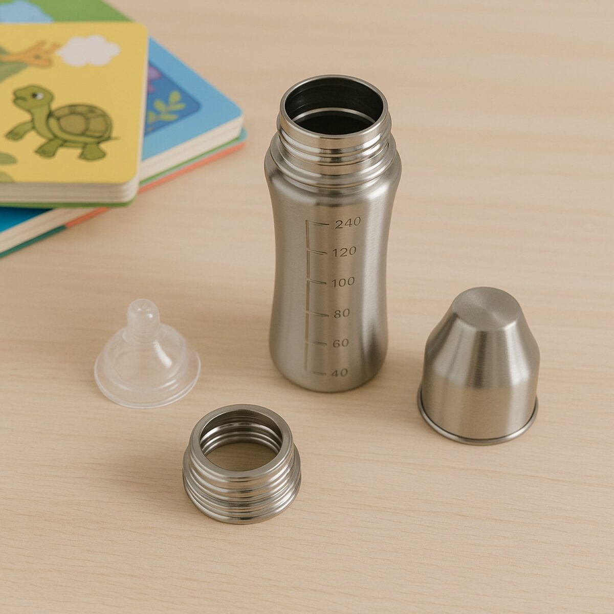 Ganesh Stainless Steel Baby Feeding Bottle, Milk Bottle for New Born / Infants / Toddler Up to 3 Years, BFA Free (250 ML Approx) - Image 7