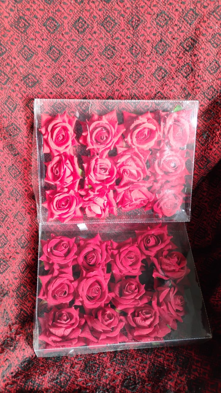 09530bc6-1e5e-468e-b8b9-6b7be69bbe34.jpg Flower Rose Hair Pin / Clip Velvet Flower Design (12 pcs Set / Red Color Only), Hair accessories - Image 5