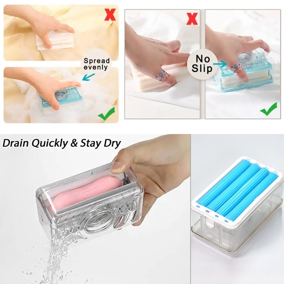 2-in-1 Portable Soap Dish & Dispenser Ã¢â‚¬â€œ Multifunctional Soap Holder with Roller & Drain Holes for Bathroom, Kitchen, Home Use (1 Pc) - Image 10
