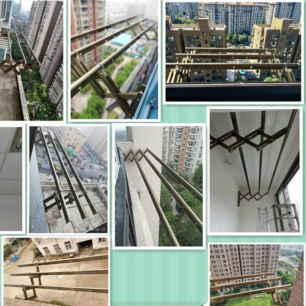 Clothes Rail Rack Clothes Drying Racks, Airer Clothes Drying Rack Wall Mounted Clotheshorse Clothes Airer Washing Cloth Line Extendable Fold Towel Rack Bar for Bathroom Indoor Outdoor - Image 6