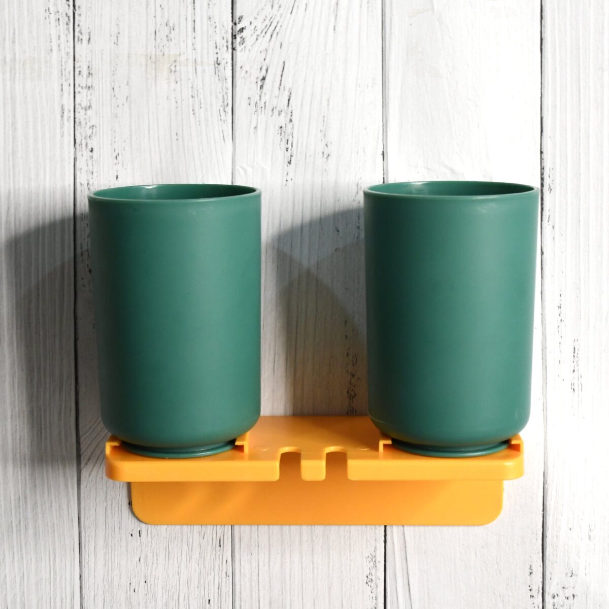 Multipurpose Wall Mount Toothbrush Holder Plastic Stand With 2 Cup  (1 Set) - Image 1