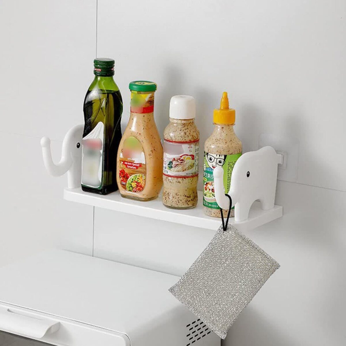 Multifunctional Elephant-Shaped Wall Shelf Ã¢â‚¬â€œ No-Punch Mini Organizer for Kitchen, Bathroom & Bedroom - Image 3