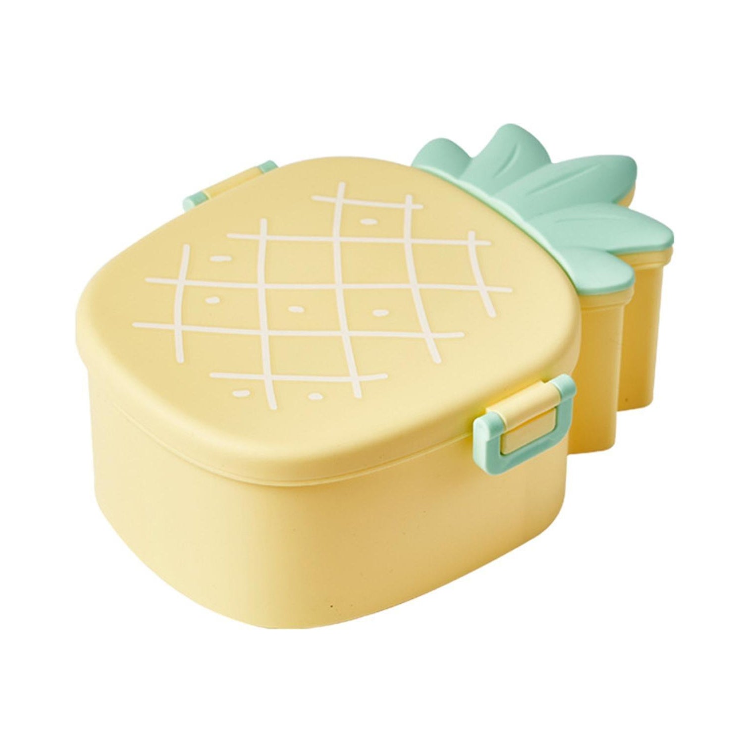 09_57a8cce6-8ad1-4356-8f84-dccda3dd60e0.jpg Kids Lunch Box Cute Pineapple Shaped Bento Box with Fork Spoon Snack Container Microwave Portable Office Lunch Box (1 Pc / With Spoon, Fork & Color Box) - Image 4
