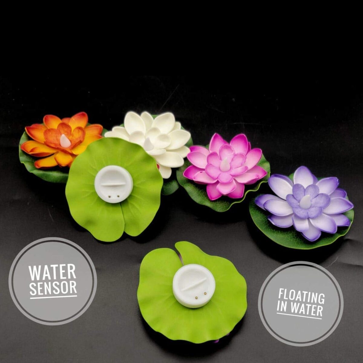 Water Floating Smokeless Candles & Lotus Flowers Sensor Led TeaLight for Outdoor and Indoor Decoration - Pack of 6 Candle (Pack of 6) - Image 1
