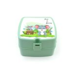 Double-Layer Square Lunch Box with  Spoon , 4 Compartment Tiffin & Push Lock , Plastic Tiffin Box for Travelling, School Kids & Office Exclusive, Home - Image 4