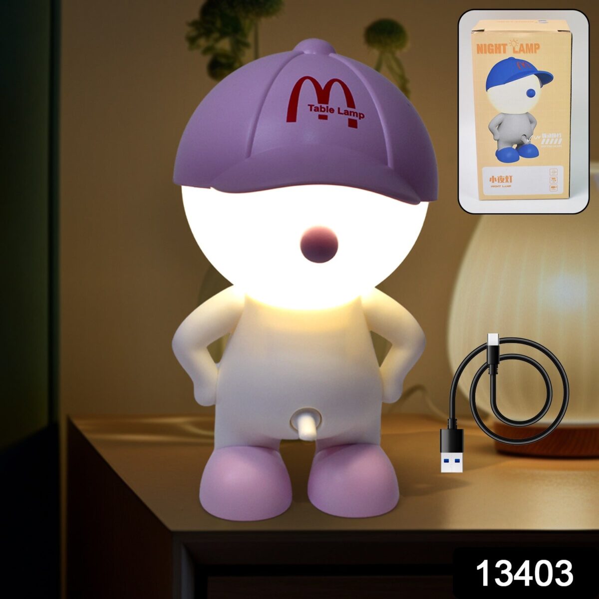 Cute Lovely Cartoon Design LED Desk Night Light With Plastic Head Cap (1 Pc) - Image 2