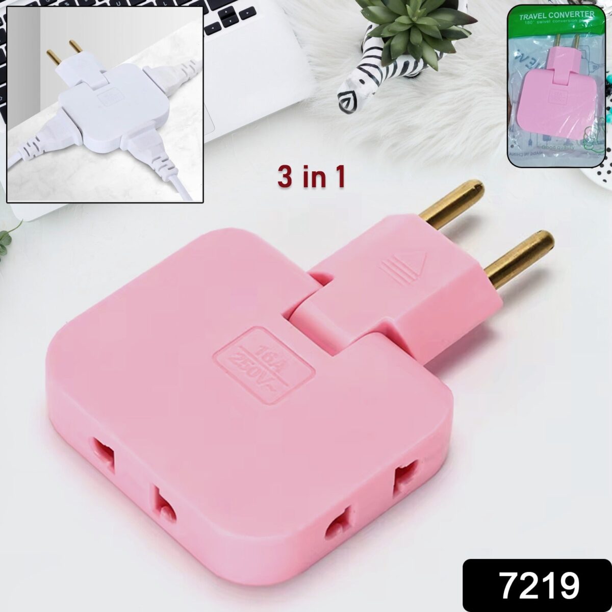 Wireless 3 in 1 Foldable Wall Plug Adapter / Socket / Converter (1 Pc) - Image 2