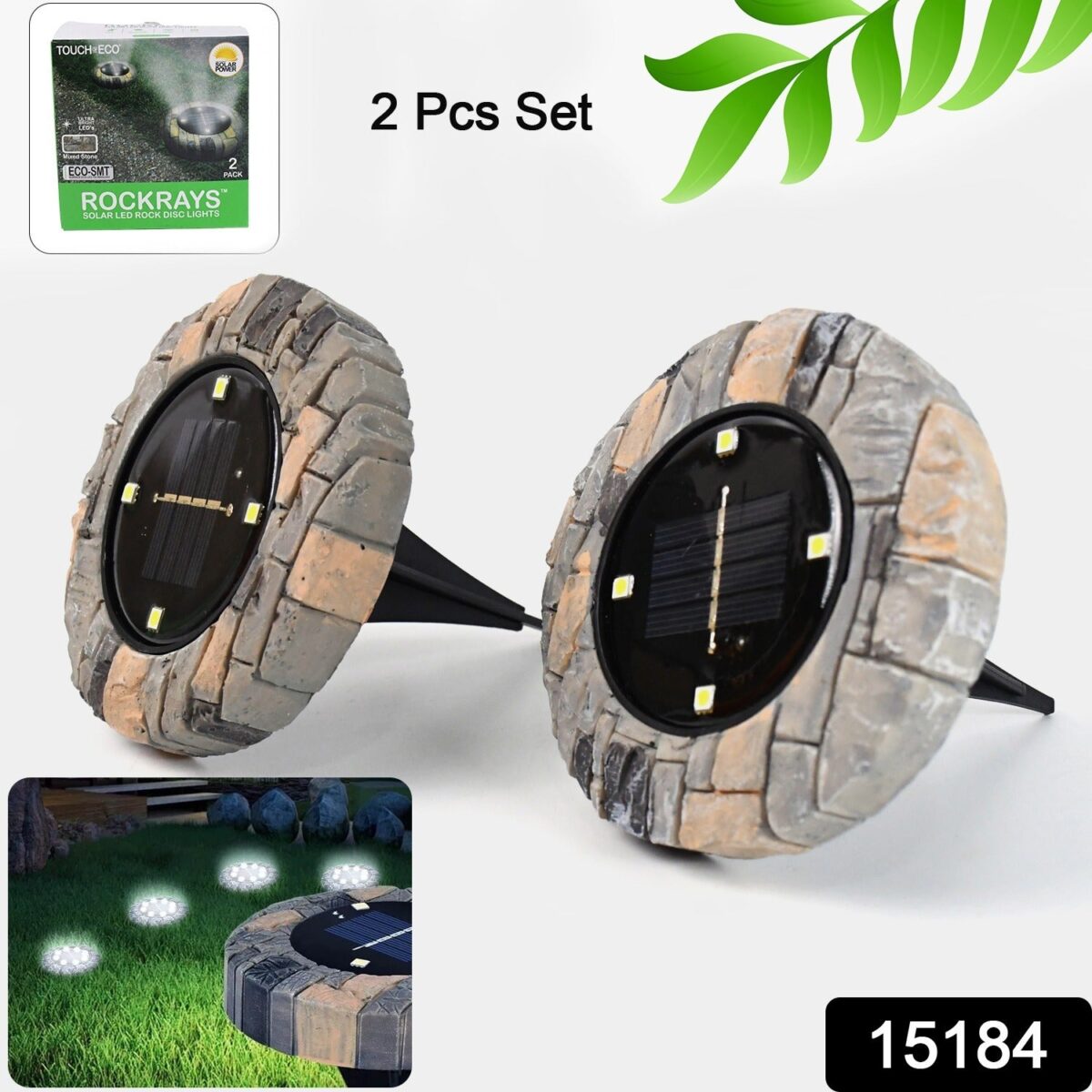 Disk Lights Slate Ã¢â‚¬â€œ Heavy Duty Outdoor Solar Pathway Lights Ã¢â‚¬â€œ 4 LED (2 Pc) - Image 2