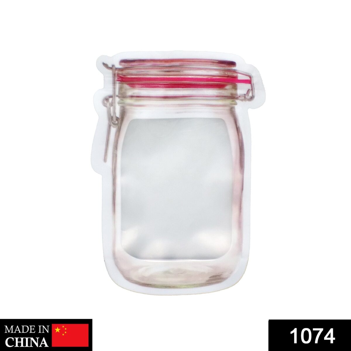 Reusable Airtight Seal Plastic Food Storage Mason Jar Zipper (500ml) - Image 2