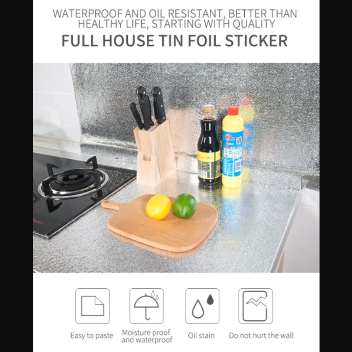 2 Meter Aluminium Foil Sticker used in all kitchen purposes to prevent oily and greasy stains of food while cooking. - Image 10