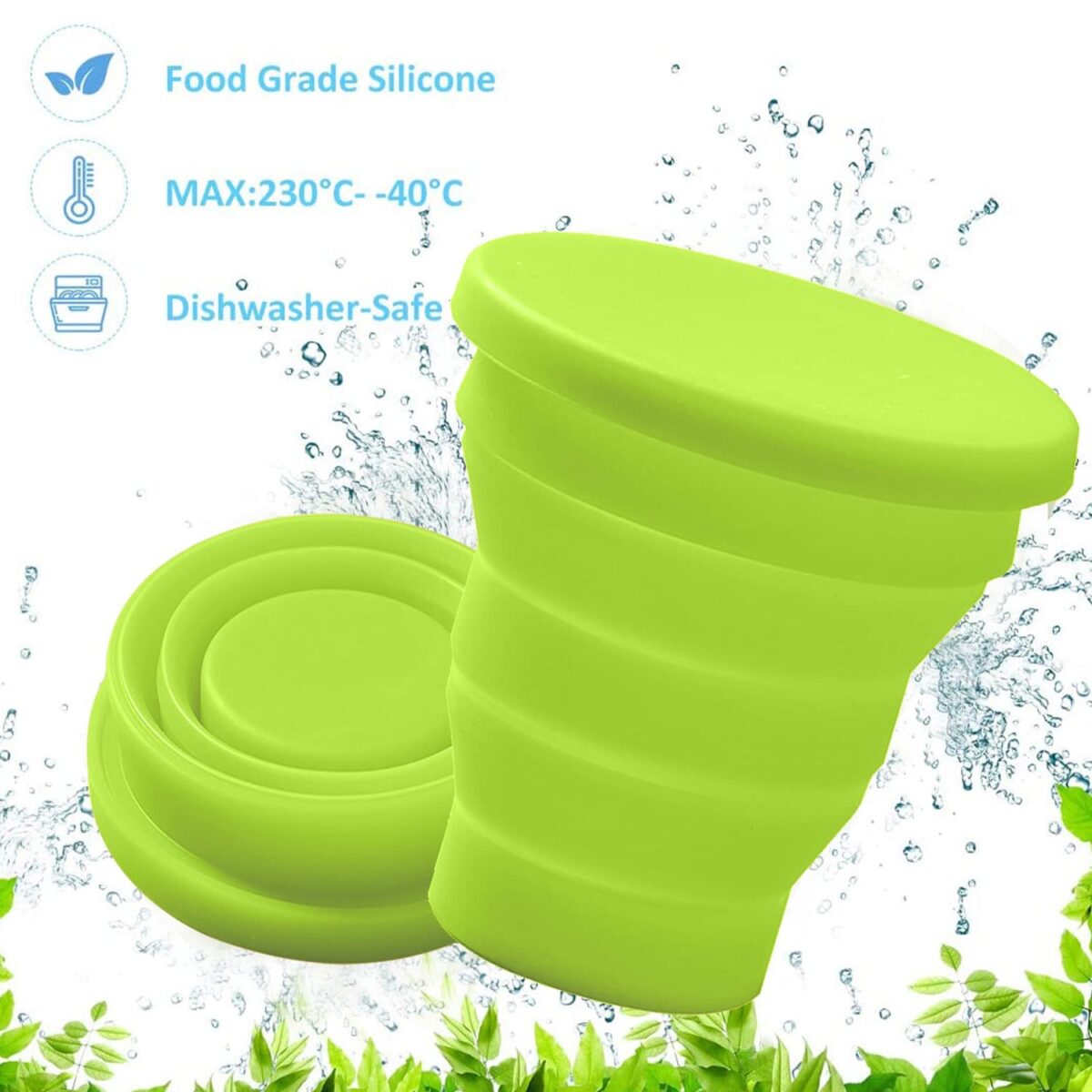 Round Silicone Foldable Glass / Cup, Foldable Travel Mug With Lid (1 Pc) - Image 9