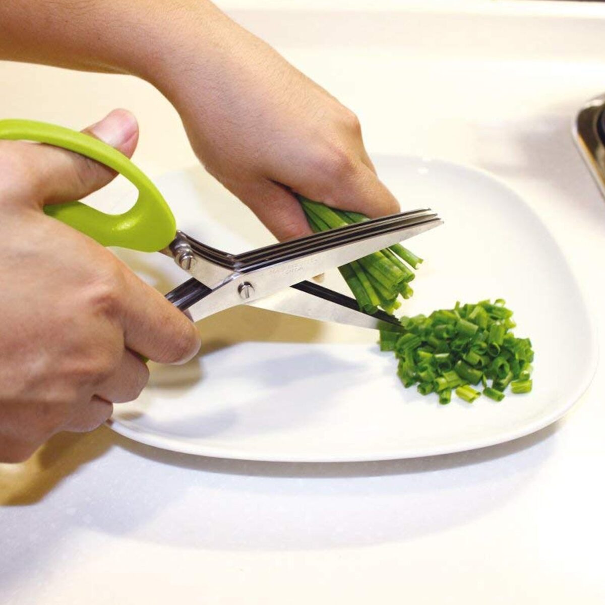 Multifunction Vegetable Stainless Steel Herbs Scissor with 3 Blades - Image 1