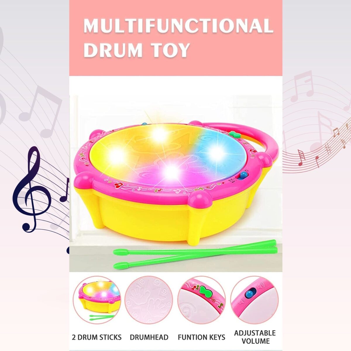 Flash Drum Toy Ã¢â‚¬â€œ Colorful Musical Drum with Light Effects, Best Gift for Kids - Image 10