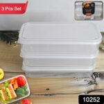 Plastic Square Lunch Box, Kitchen Containers Set (3 Pcs Set) - Image 3