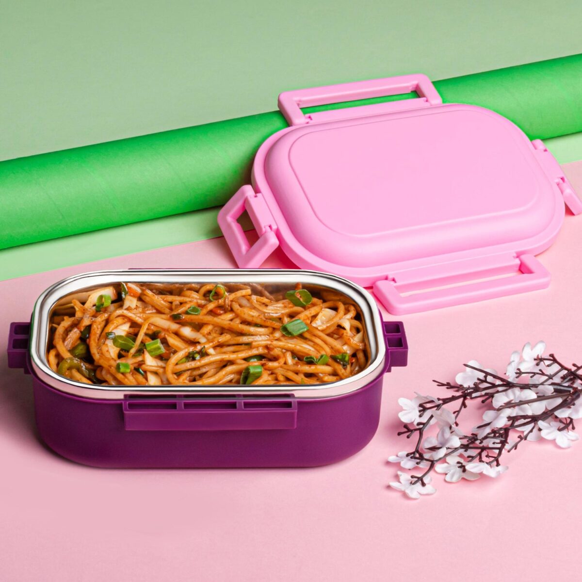 Insulated Testy Stainless Steel Leakproof Lunch Box With Spoon (1 Set) - Image 3