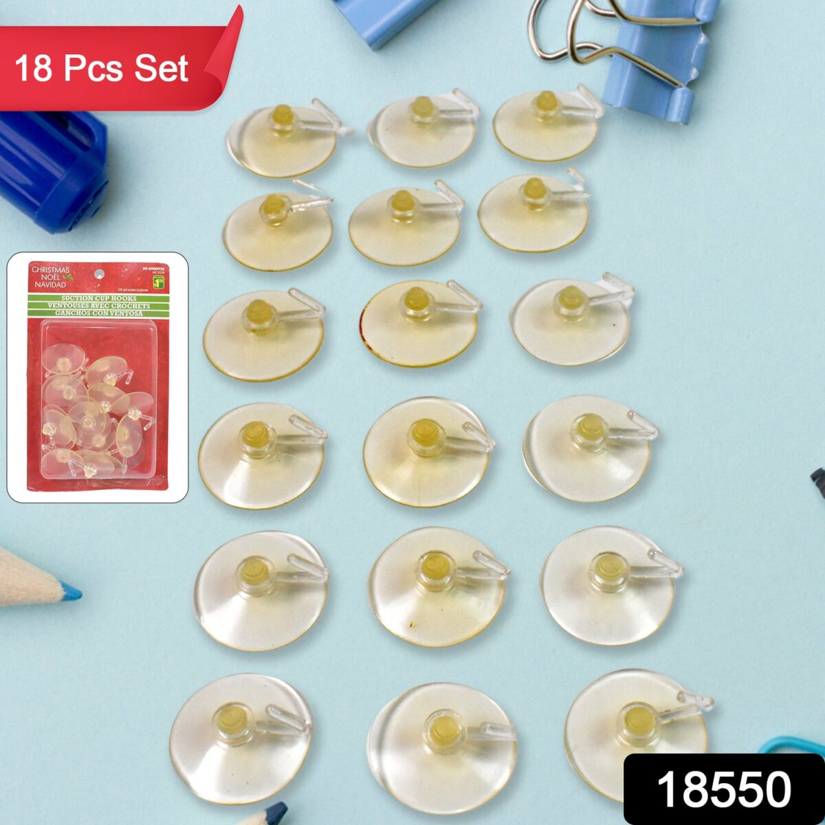 Transparent Rubber Vacuum Sucker, Suction Cup Hooks (18 Pcs Set) - Image 2