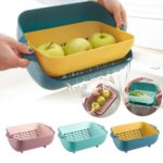 Multifunctional BPA Free Double Layered Plastic Rotatable Strainer Basket  (Multicolor) - Image 2