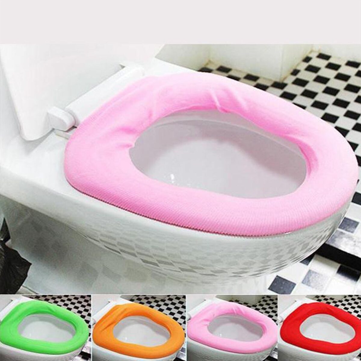 Bathroom Soft Thicker Warmer Stretchable Washable Cloth Toilet Seat Cover (1pc) - Image 4