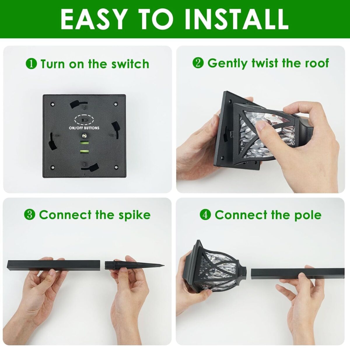 Solar Pathway Lights Outdoor Garden Lights (2 Pcs Set) - Image 6