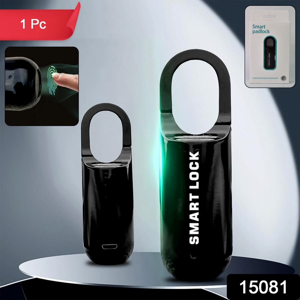 Small USB Rechargeable Smart Fingerprint Padlock for Locker - Image 1
