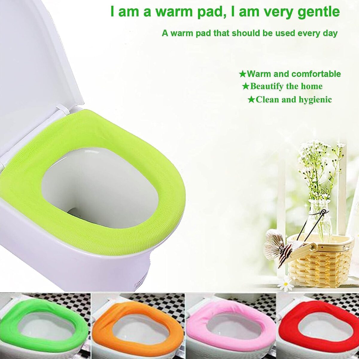 Bathroom Soft Thicker Warmer Stretchable Washable Cloth Toilet Seat Cover (1pc) - Image 5
