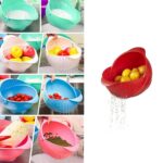 Plastic Revolving Multi Functional Rice, Vegetable Fruit Wash Basket Bowl (Multi Colour) - Image 3
