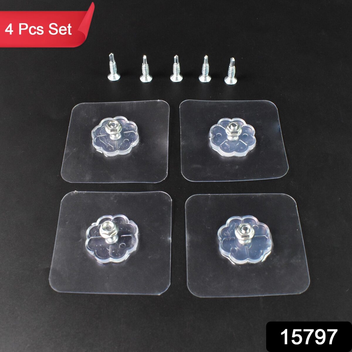 Self Adhesive Hooks Sticker | Screw Nut and Bolt Type (4 Pcs Set) - Image 2
