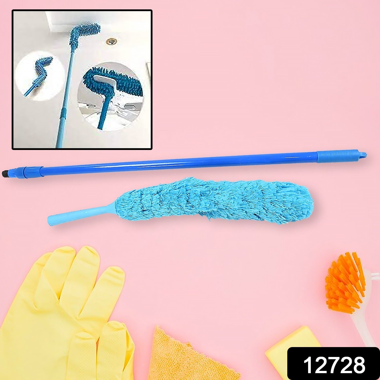 134a73a3-8b3f-43db-9efe-baaa5b36ee3d.jpg Adjustable Long Handle Microfiber Dust Brush ââ¬â Foldable Ceiling & Appliance Cleaner - Image 2