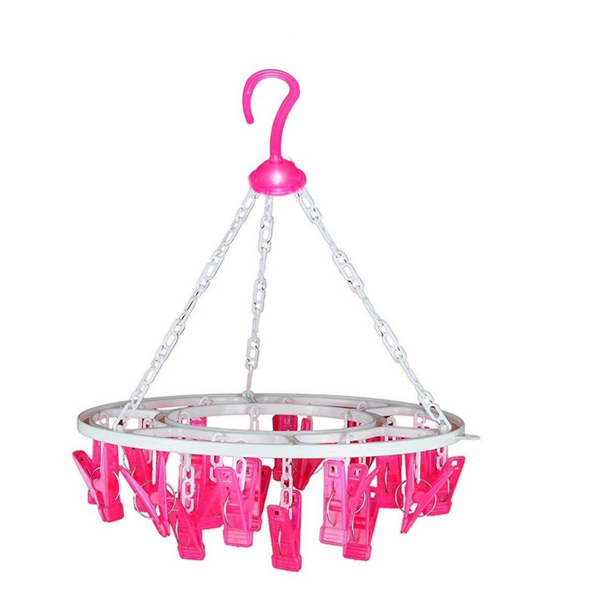 Plastic Round Cloth Drying Stand Hanger with 24 Clips (Multicolour) - Image 5