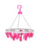Plastic Round Cloth Drying Stand Hanger with 24 Clips (Multicolour) - Image 5
