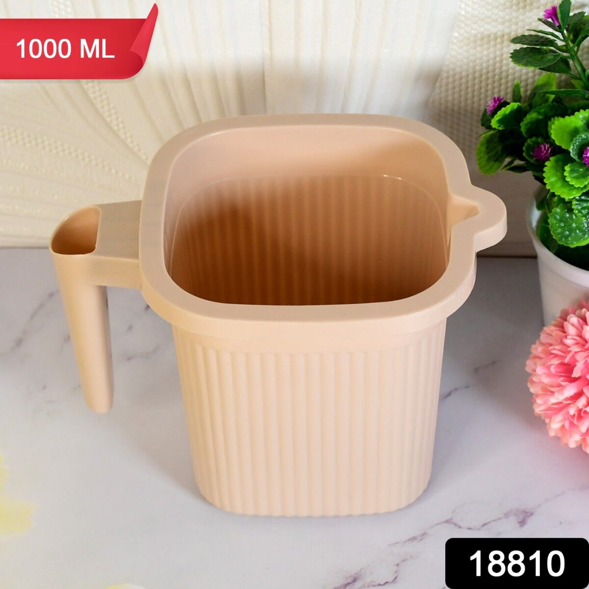 Plastic Square Bath Water Mug (1 Pc / 1000 ML / Mix Color) - Image 2