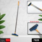 2 in 1 Cleaning Brush & Wiper , Long Handle Floor Brush, Rotatable Cleaning Brush for Bathroom, Kitchen, 120 Degree Triangular Rotating Brush Head with Wiper - Image 2