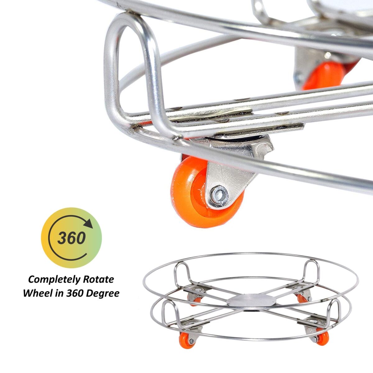 Stainless Steel Gas Cylinder Trolley with Wheels LPG Cylinder Roller Stand Movable Trolley - Image 7