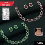 Diamond Necklace and Earrings Set (1 Set / Mix Color) - Image 2