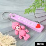 Cute Cartoon Silicone 3D Key Chain with Metal Hook & Strap (Pack of 1) - Image 3