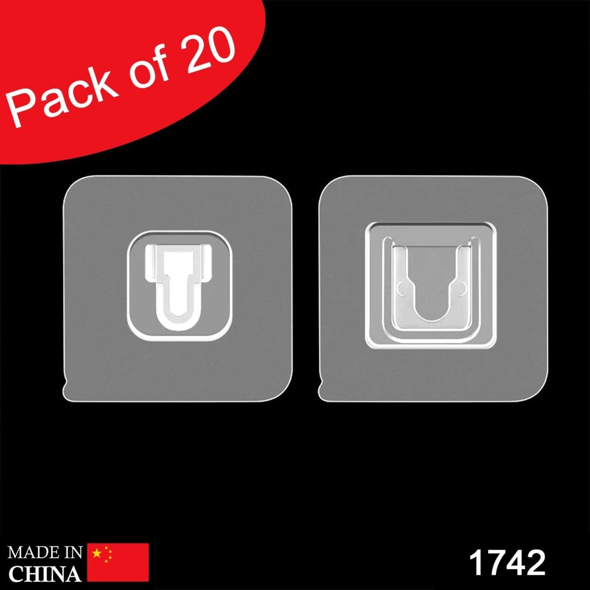 Magic Adhesive Plastic Wall Hooks Heavy Duty Hooks (Pack of 20) - 10 pair - Image 2
