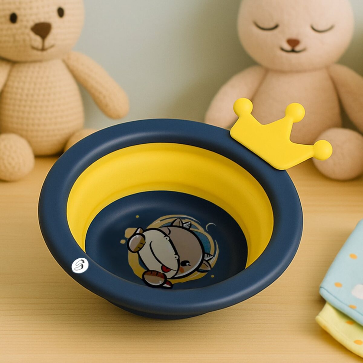 Cartoon Shape Wash Basin, Space Saving Multi Function Foldable Baby Wash basin Easy Clean Lightweight Thicken for Washing Face for Home (33x31 Cm / 1 pc) - Image 1