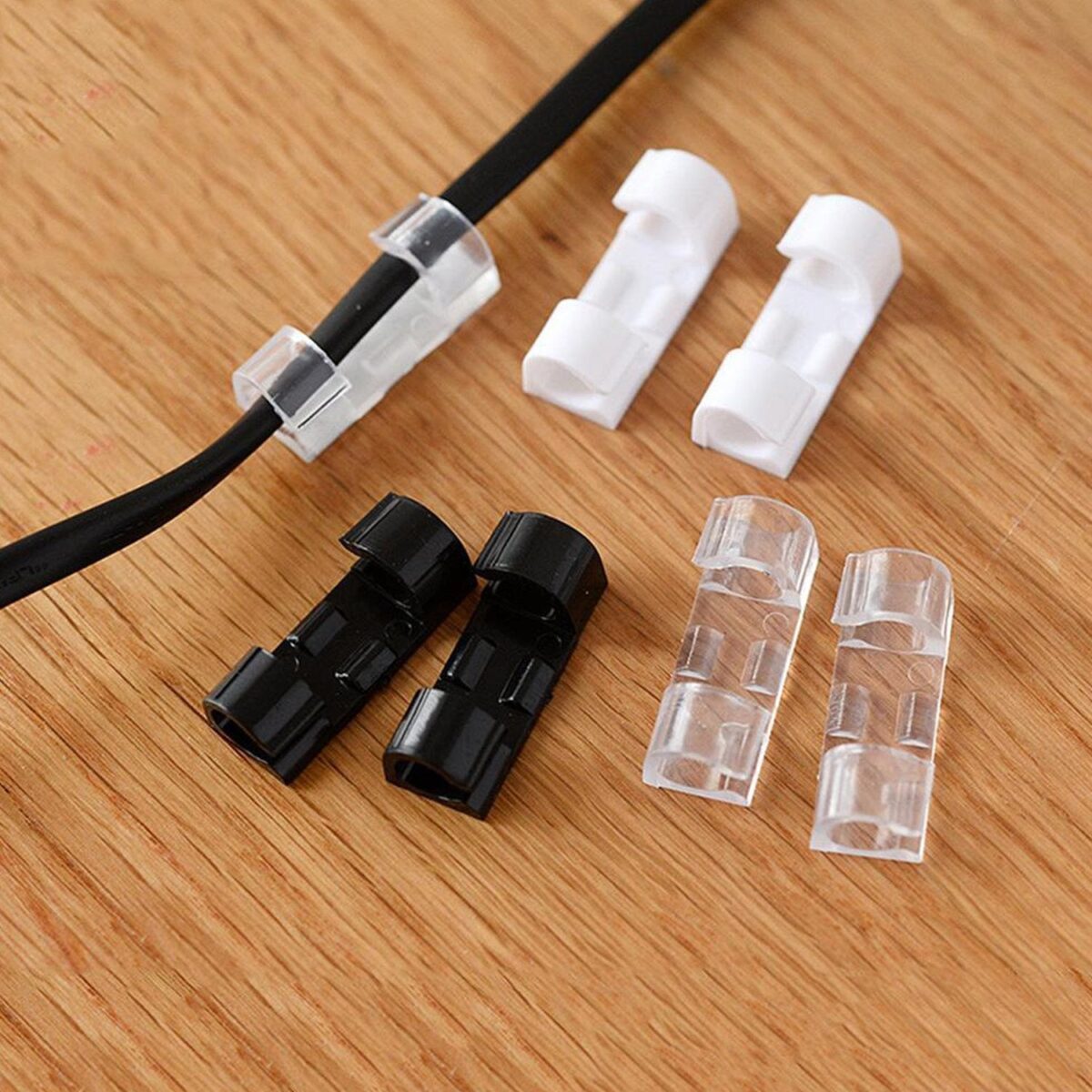 Self Adhesive Cable Clips Wire Manage Holder Sticky Mount-Round Plastic Cable Cord  - Pack of 20 - Image 7