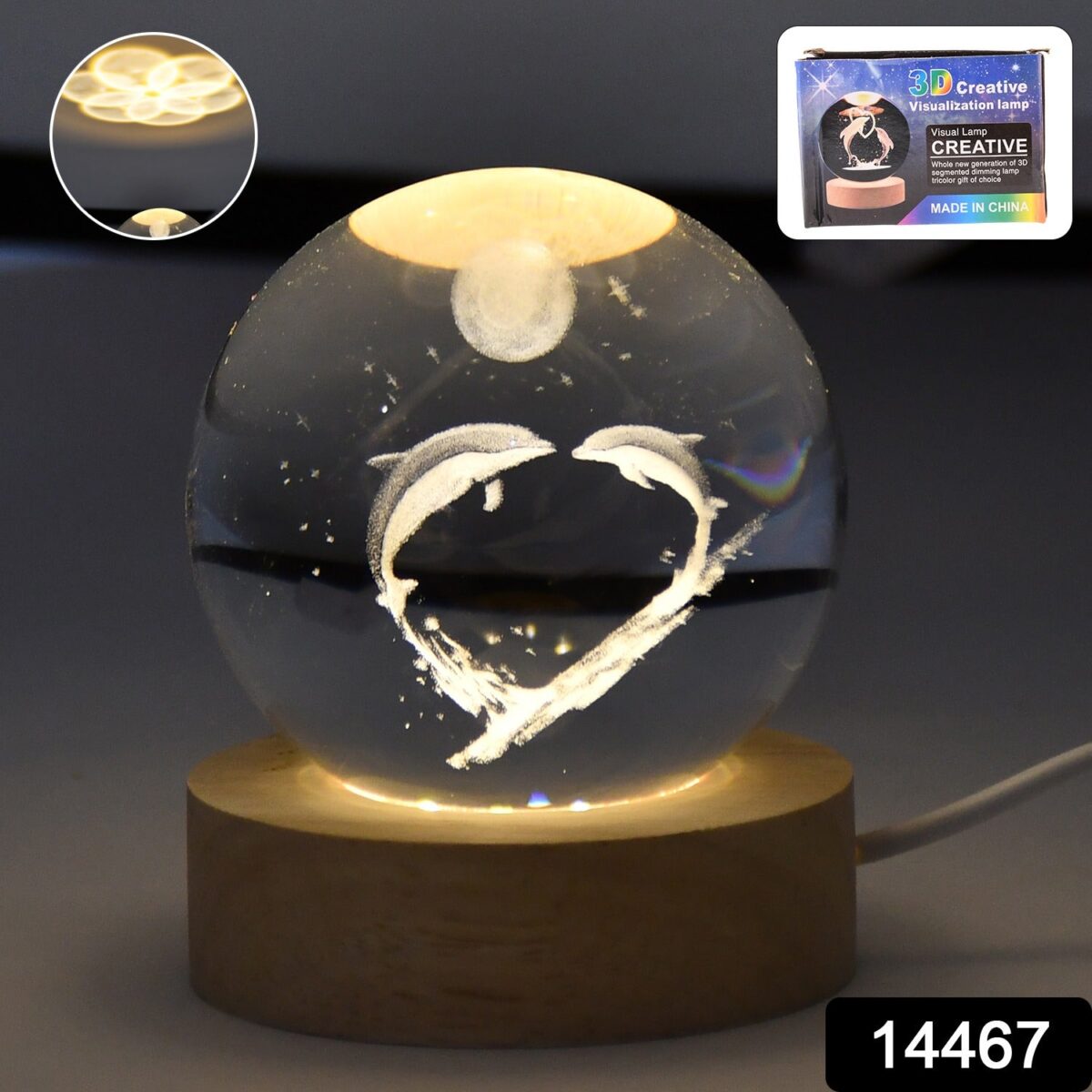 Fish 3D Crystal Ball lamps With Base (1 Pc) - Image 2