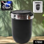 Portable Car Ashtray with Lid and Blue LED Light (1 Pc) - Image 2