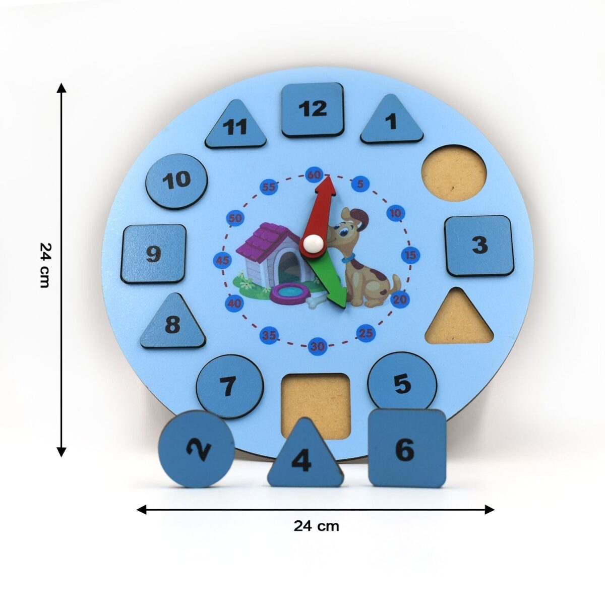 AT49 Wooden Clock Toy and game for kids and babies for playing and enjoying purposes. - Image 3